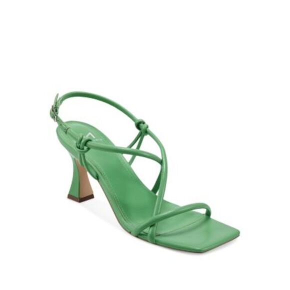 MARC FISHER LTD Shoes - MARC FISHER LTD Womens Green Mldayne Toe Flare Leather Slingback Sandal 8.5 M